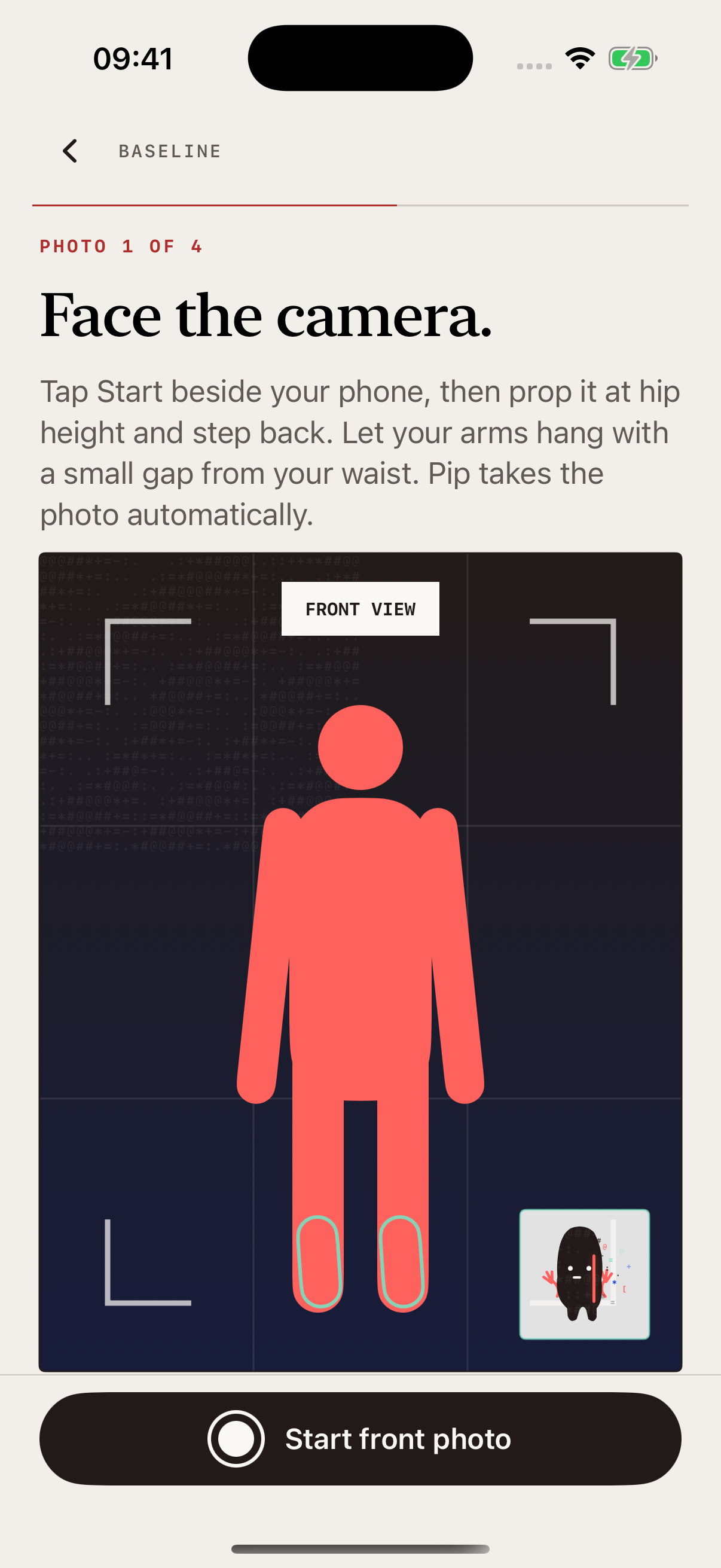 Pip guided front photo screen